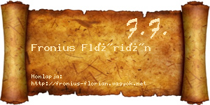 Fronius Flórián névjegykártya